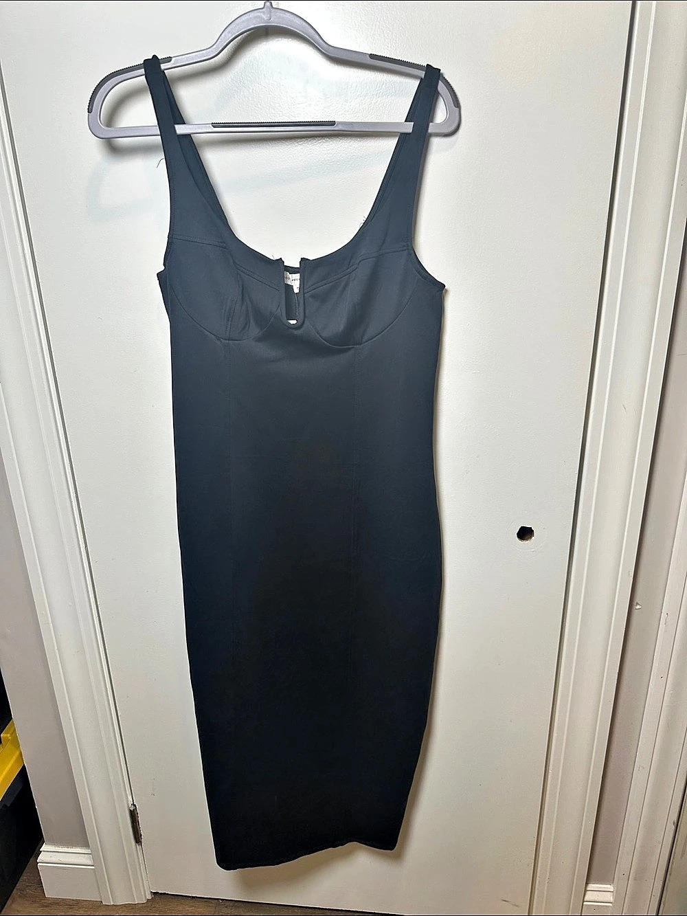 Good American Scuba Midi Dress Sleeveless Black Dress Size Small NWT (55)